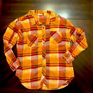 Maurice’s Women’s Plaid Button Up Shirt in Orange and Red